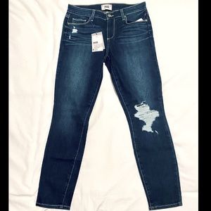 Paige Distressed Dark Skinny Jeans - Paige - 29